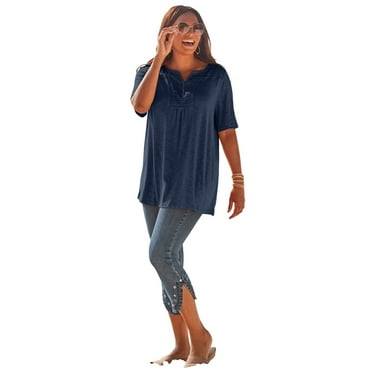 Catherines Women's Plus Size Touch Of Lace Tee