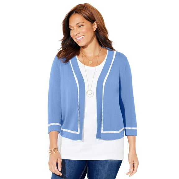 Catherines Women's Plus Size Trimmed Shrug Cardigan