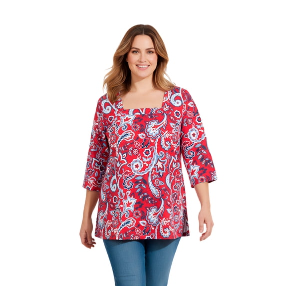 Catherines Women's Plus Size Ultra-Soft Square-Neck Tee
