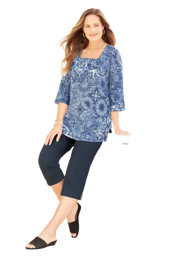 Women's Plus Size Ultra-Soft Square-Neck Tee