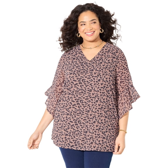 Catherines Women's Plus Size Juliette Bell-Sleeve Blouse