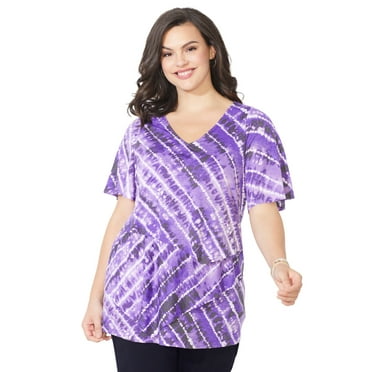 Catherines Women's Plus Size V-Neck Burnout Top