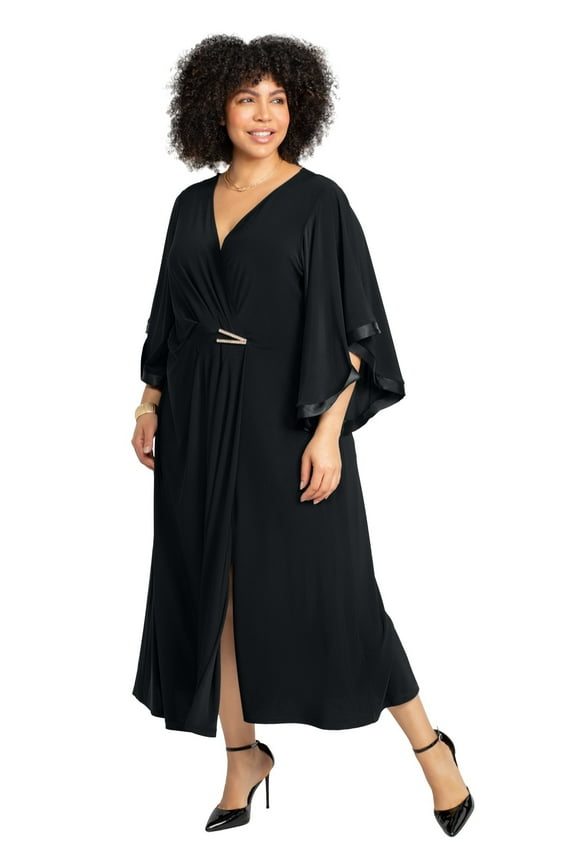 Women's Plus Size V-Neck Twist Maxi Dress