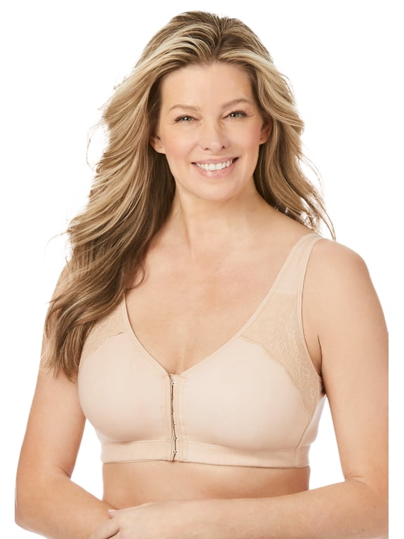 Women's Plus Size Wireless Front-Close Cotton Comfort Bra