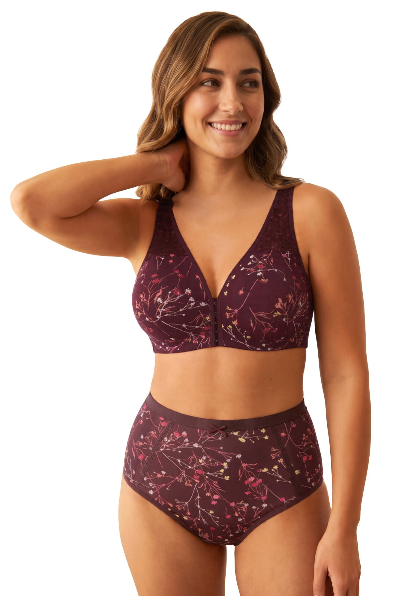 Catherines Women's Plus Size Wireless Front-Close Cotton Comfort