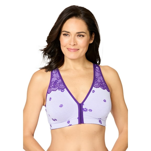Catherines Women's Plus Size Wireless Front-Close Cotton Comfort Bra