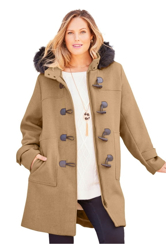 Women's Plus Size Wool Blend Toggle Peacoat