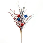 Cathery 4th of July Patriotic Artificial Berry Stem White Blue Red Stars Berries Branches Picks Independence Day Home Vase Decor