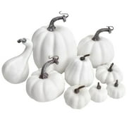 Cathery Assorted Sizes White Artificial Pumpkins Faux Foam Harvest Pumpkins Decorations for Halloween Fall Thanksgiving