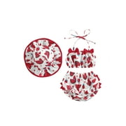 Cathery Baby Girl Swimsuit 3 6 9 12 24 Months Infant Fruit Print Bathing Suit Bikini Sets Swimwear Summer Beach 3Pcs Outfit