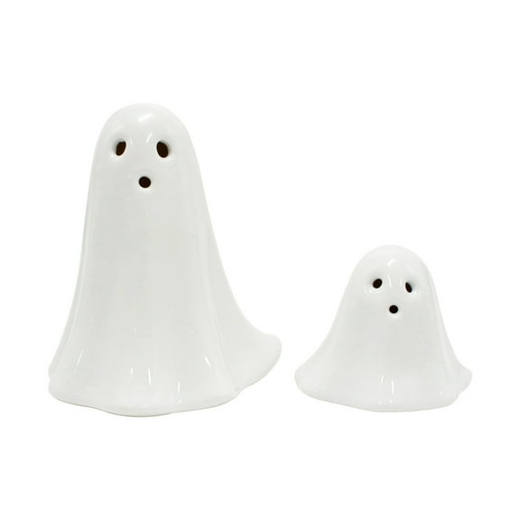 Cathery Ceramic Small Scary Ghost Figurines Cute Halloween Light Up Ghost Statue Spooky Home Table Tray Decor