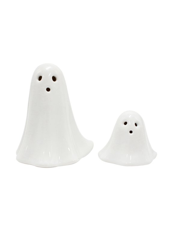 Ceramic Small Scary Ghost Figurines Cute Halloween Light Up Ghost Statue Spooky Home Table Tray Decor