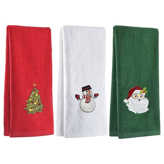 Cathery Christmas Hand Towels Decorative Kitchen Bathroom Dish Towels Embroidered Christmas Holiday Towels Gift Set