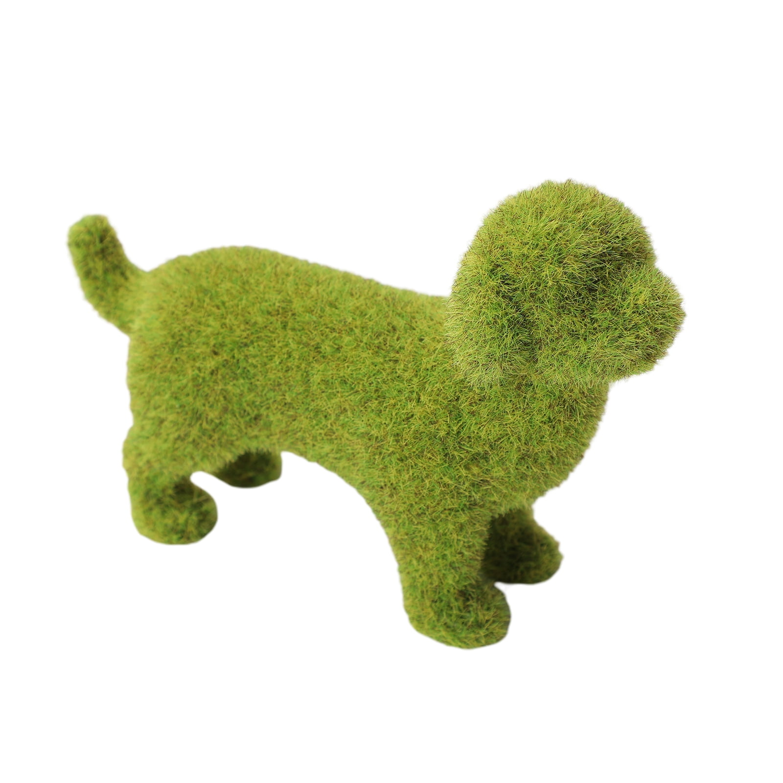 Cathery Decorative Peeing Dog Topiary in 4 Styles Green Simulation Flocking Puppy Ornament Faux Moss Covered Animal Decor