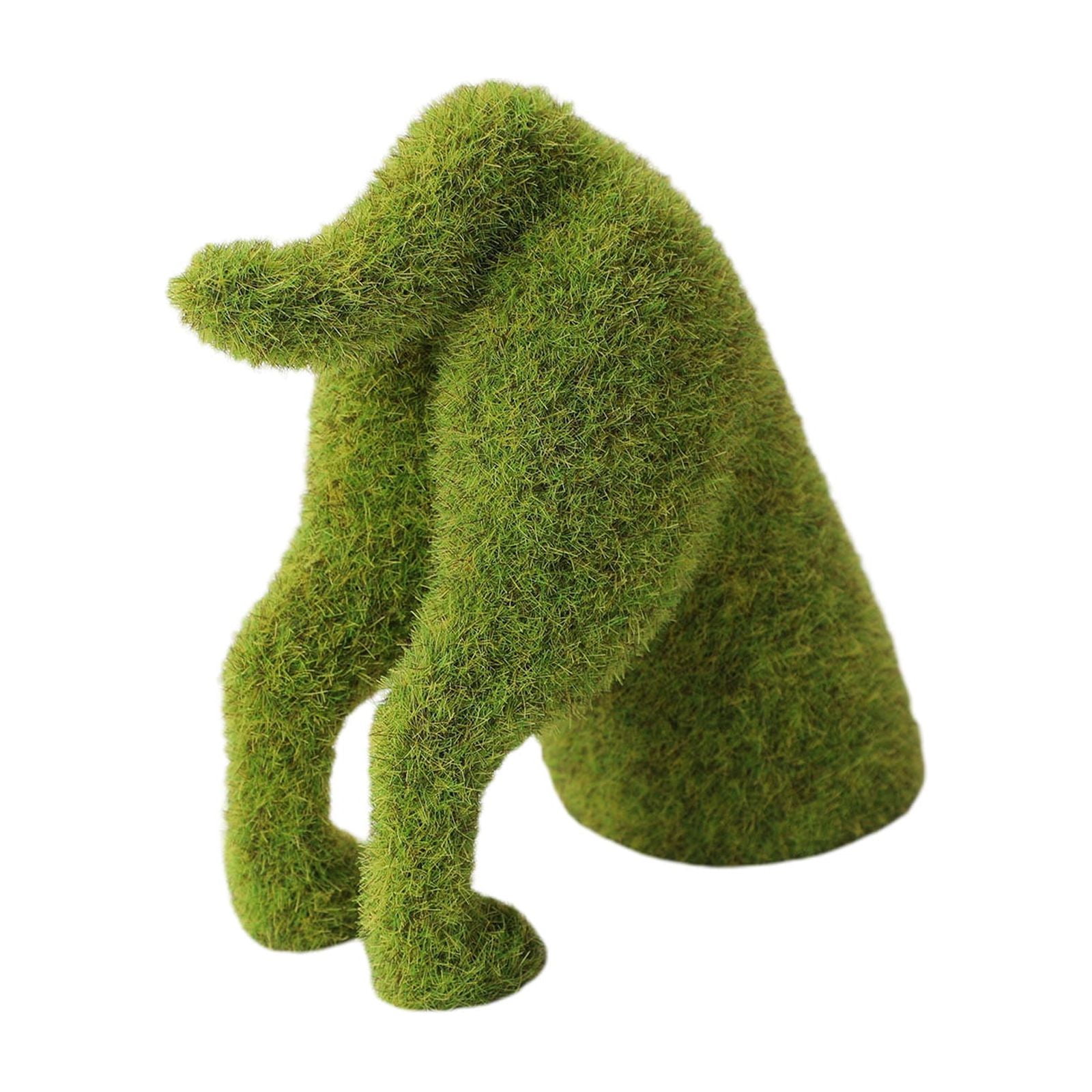 Cathery Decorative Peeing Dog Topiary in 4 Styles Green Simulation Flocking Puppy Ornament Faux Moss Covered Animal Decor