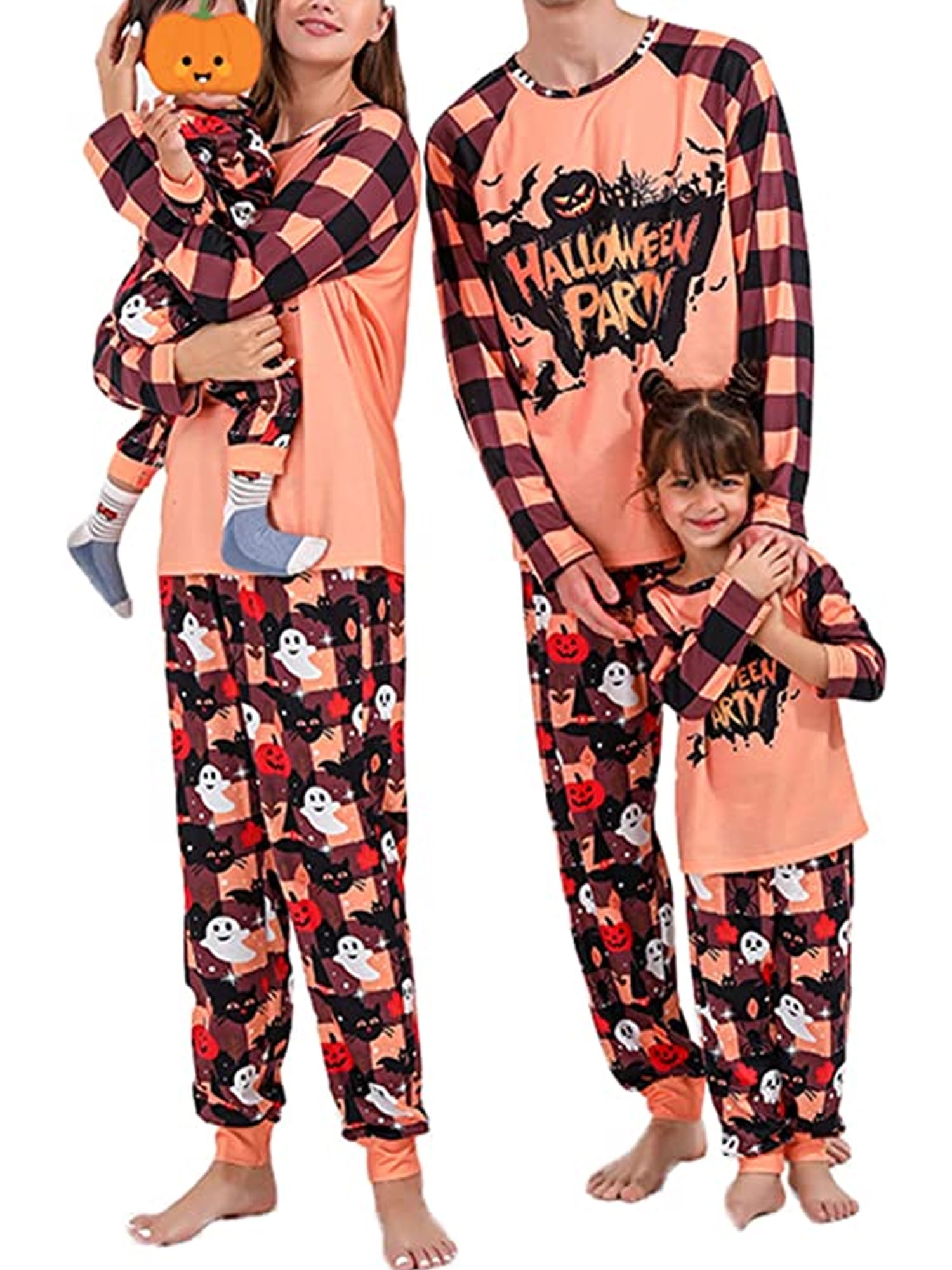 Cathery Family Pajamas Matching Sets Halloween Party Pumpkin Sleepwear for Adults Kids Holiday