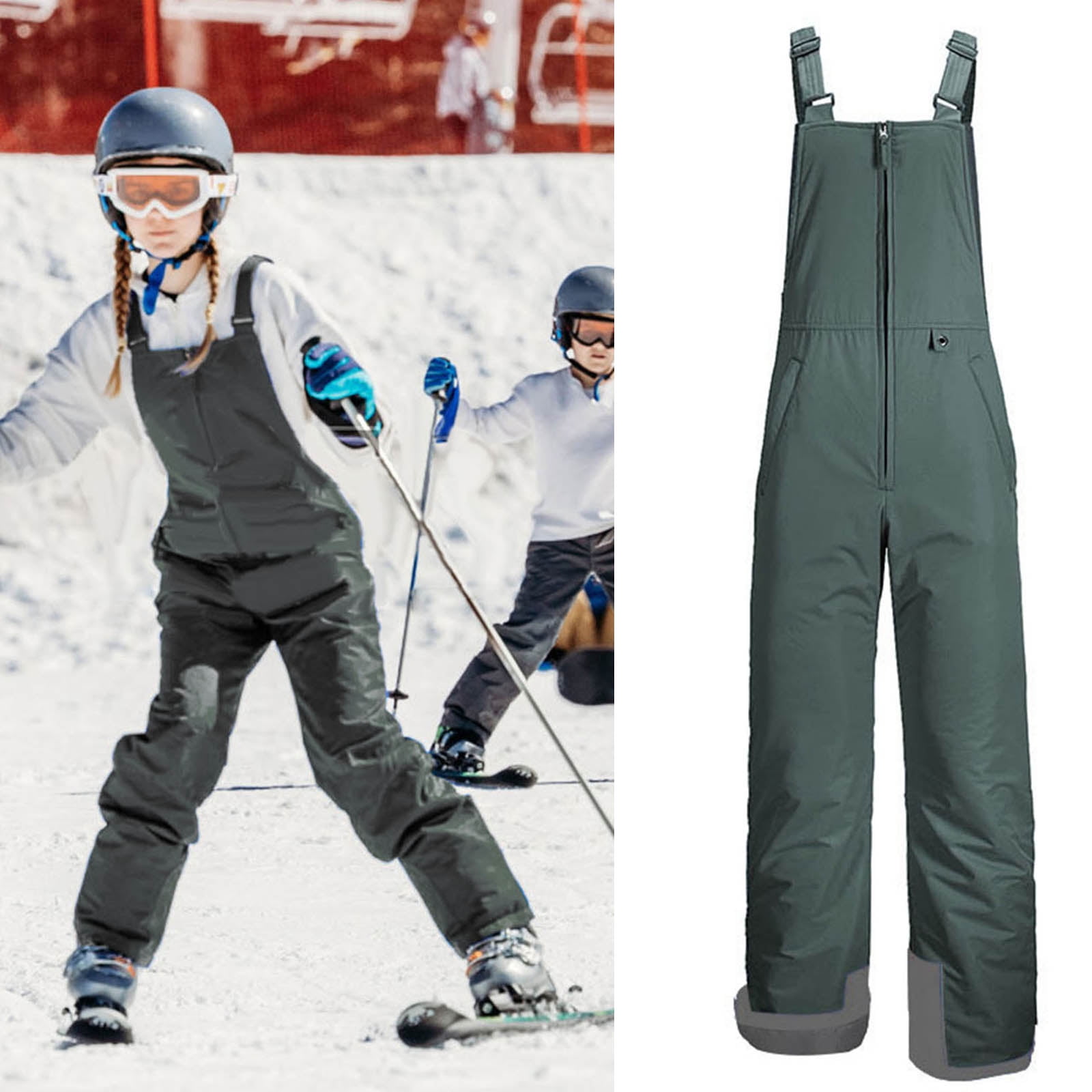 Cathery Kids Waterproof Snow Ski Bibs Overalls Snowboard Overalls Long Bib  Pants Dry Insulated Ski Pants for Teen Boys Girls 