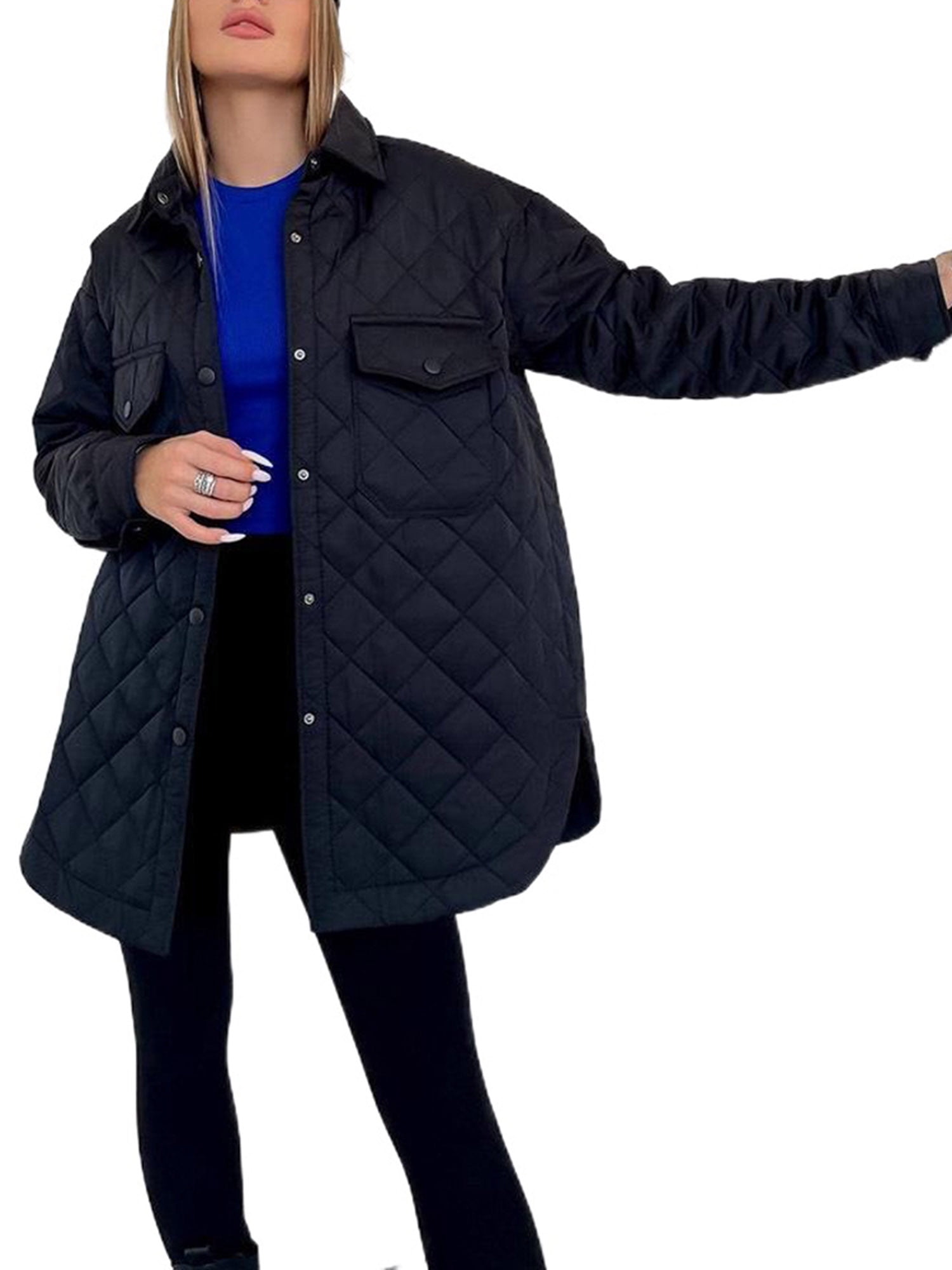 Cathery Lightweight Jackets for Women Button Down Quilted Jacket Coat ...