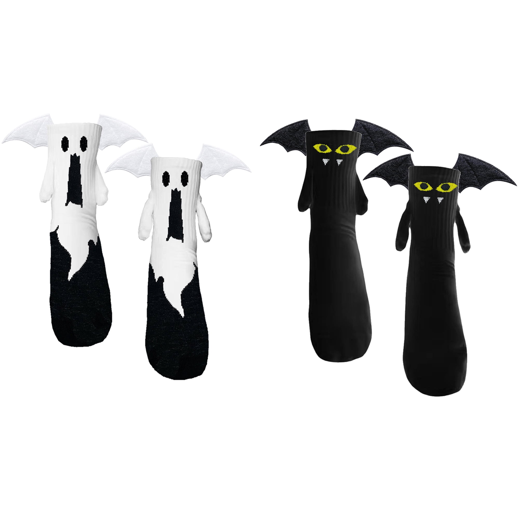 Cathery Hand Holding Socks Cute Bat Ghost Funny Socks