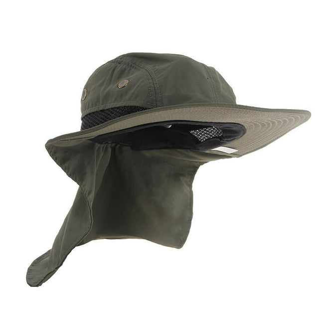 Cathery Neck Flap Boonie Hat Fishing Hiking Safari Outdoor Sun Brim Bucket Bush Cap Blue