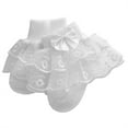 thumbnail image 1 of Cathery Newborn Infant Baby Girls Ruffle Eyelet Lace Socks, Super Soft Cotton Ankle Socks Princess Frilly Socks with Bow, 1 of 6