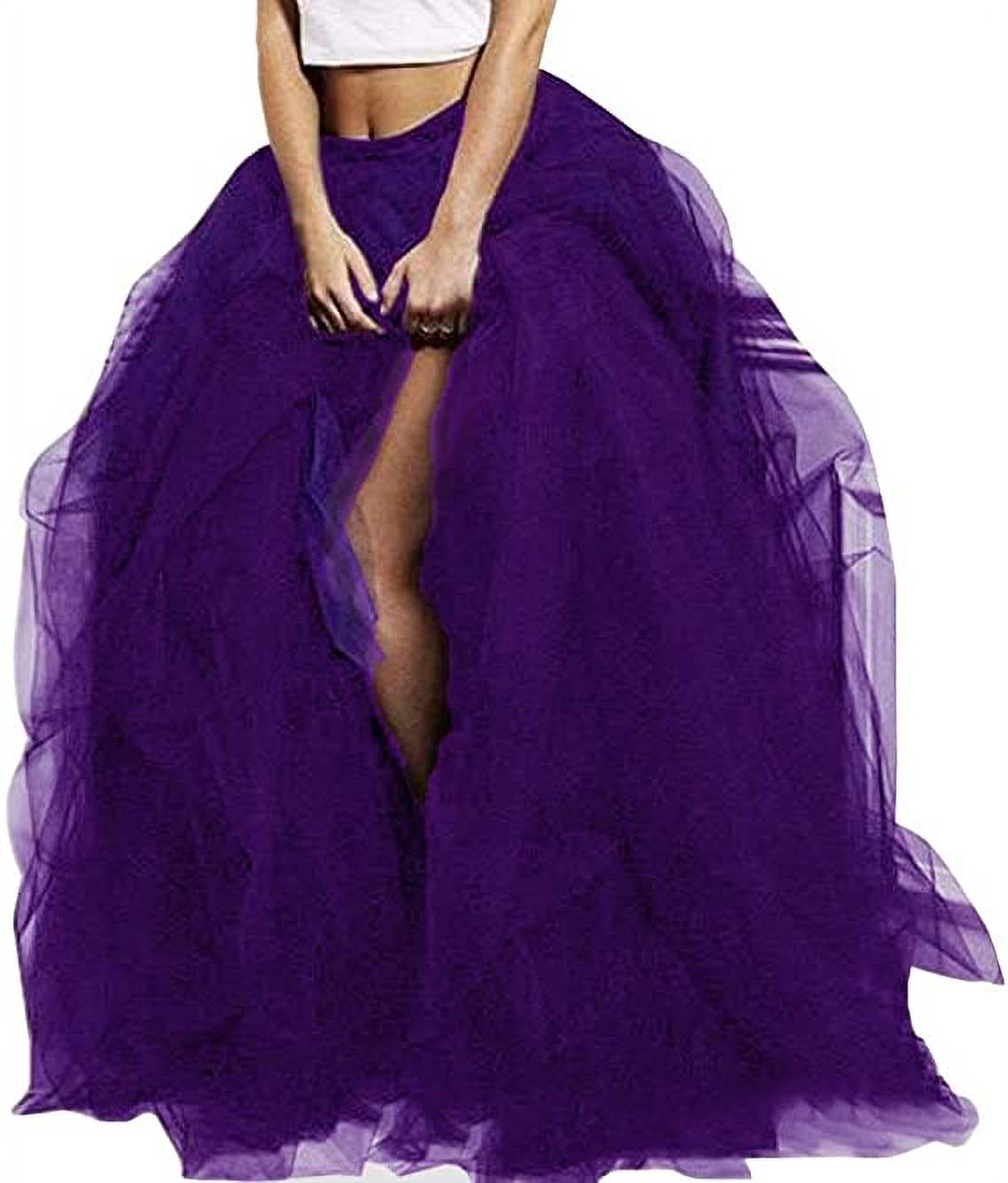 Oyemwen Tiered High Low Tulle Maxi Tutu Orchid Skirt Purple 2XL