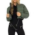 Cathery Women Winter Crop Short Down Jacket Patch Cropped Puffer Sleeve