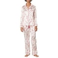 thumbnail image 1 of Cathery Women’s 2 Piece Christmas Satin Pajama Set Long Sleeve Candy Cane Button Shirt Pants Set Sleepwear Loungewear, 1 of 8