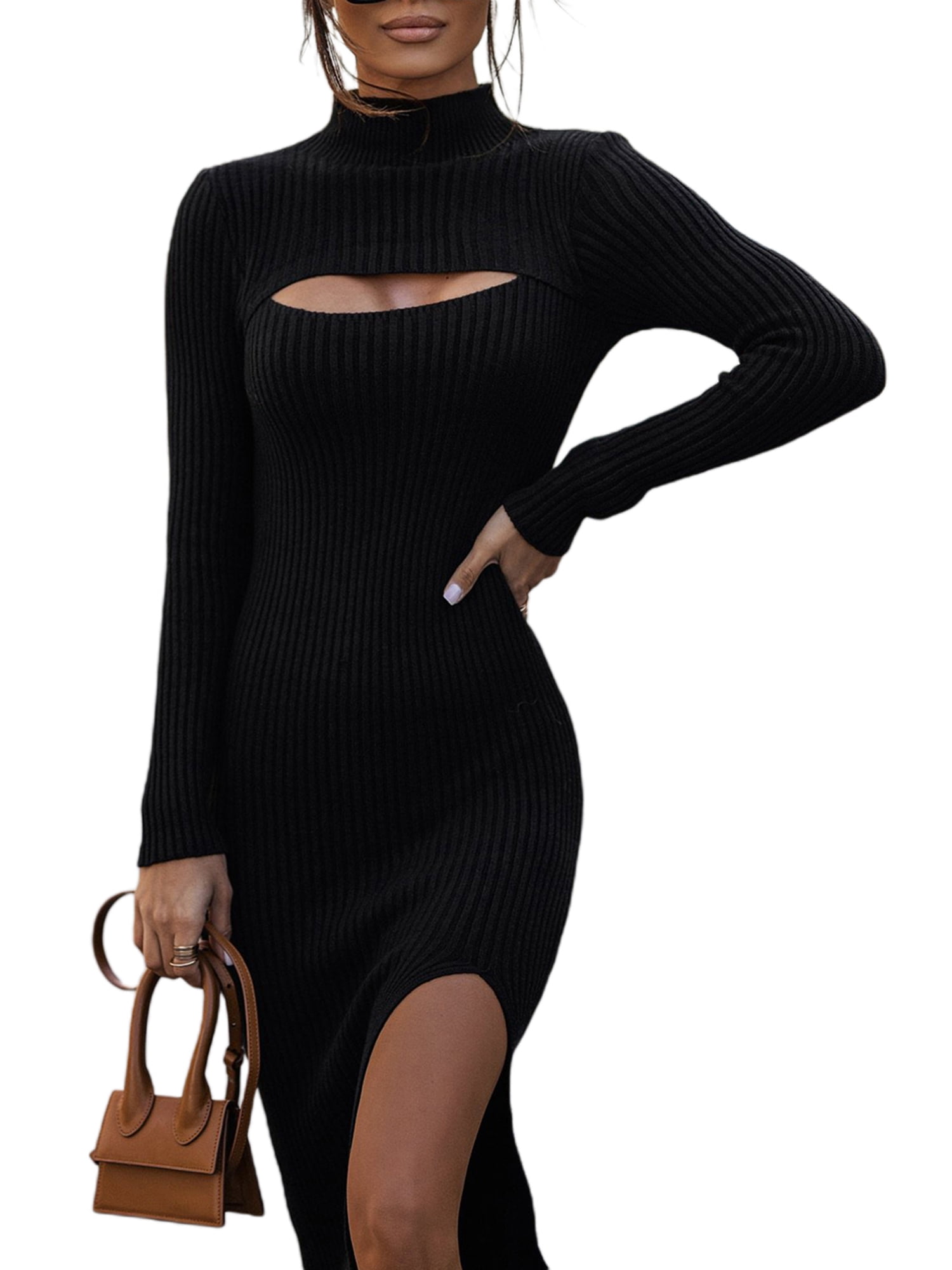 Mock neck bodycon top dress long sleeve