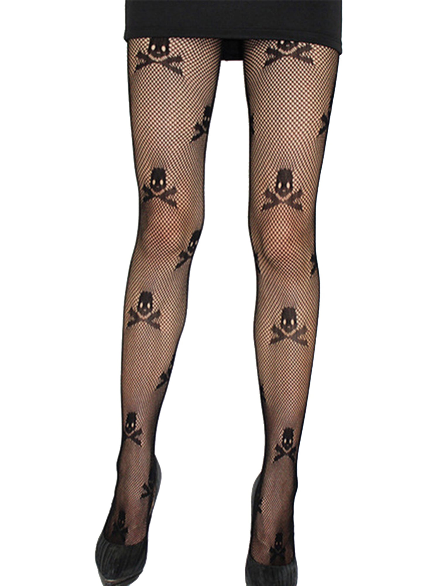 Cathery Women's Sexy Hollow Out Pantyhose Skull Heart Stockings Fishnets  Tights High Waist Goth Stockings Leggings 