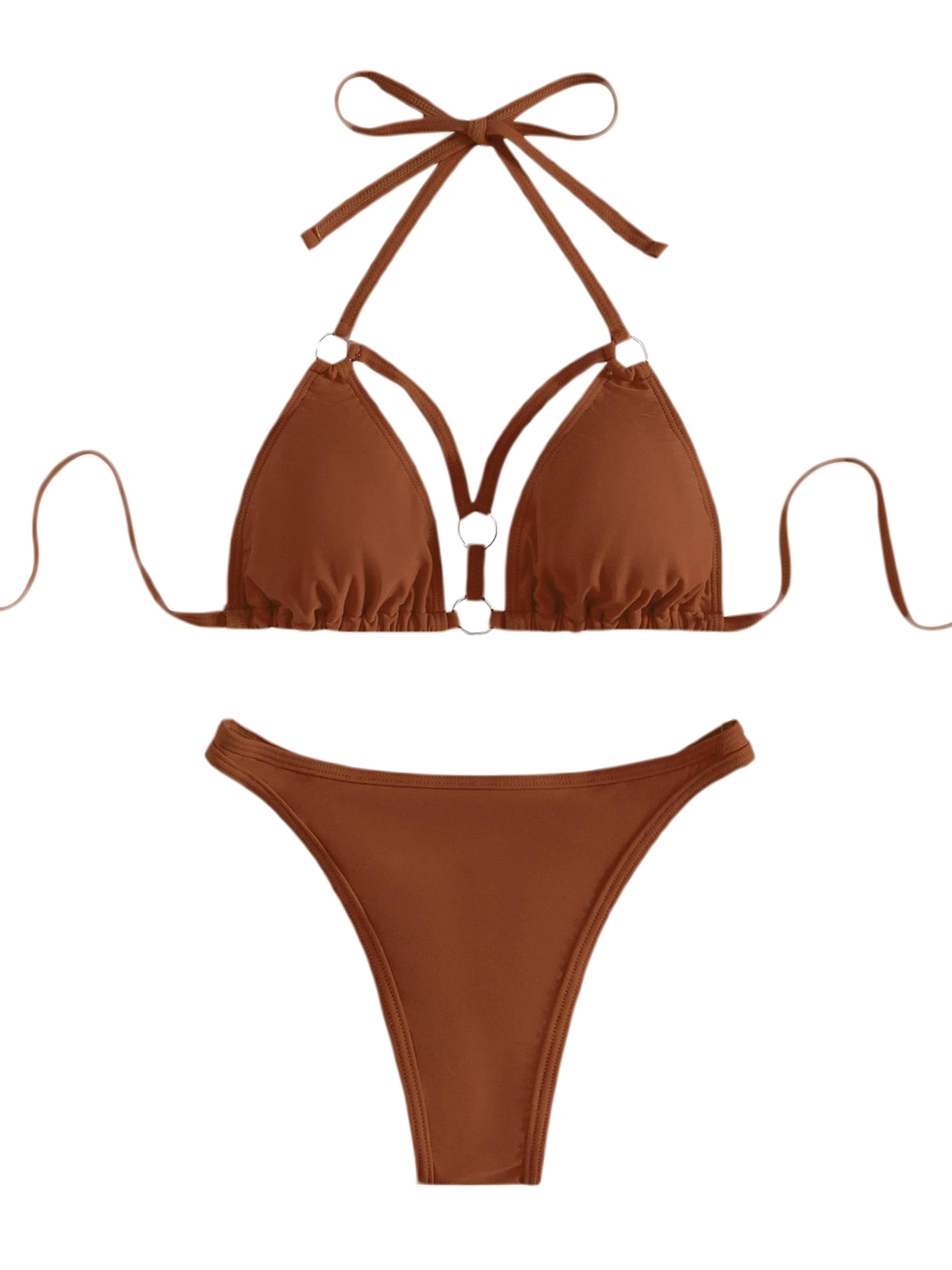 Cathery Women's Summer 2Pcs Bikini Sets Sleeveless Backless Padded Bra