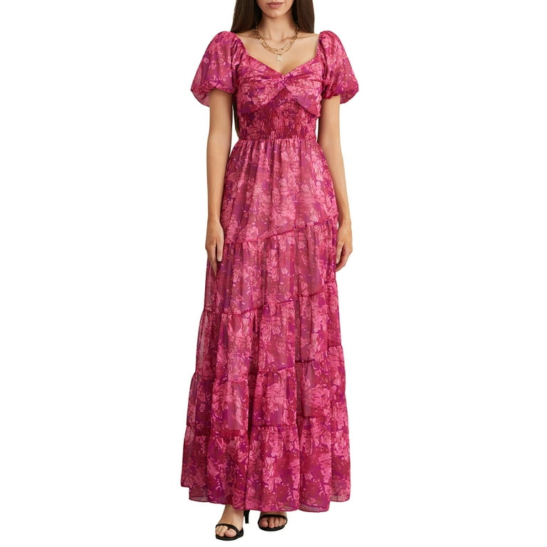 Summer Flower Pink Halter Maxi Dress Summer Flower Pink Halter Maxi Dress