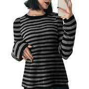 Cathery Women's Y2K Striped Pullovers Sweater Oversized Vintage Knitted Sweater Kawaii Preppy Grunge Knitwear