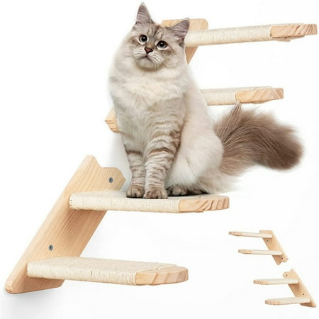 Cathoe Cat Wall Shelves and Perches with Two Steps Cat Climbing Shelf for Activity Indoor Cats,2pcs