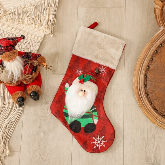 Cathoe Christmas Gift Bags Christmas Tree Candy Bags Santa Treat Bags Snowman Deer Sock Ornaments for Kids Party Bags Home Xmas Decor
