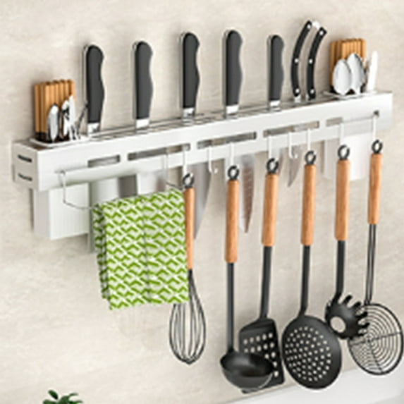Cathoe Multipurpose Wall Mounted Kitchen Utensil Organizer with Detachable Hooks for Spoons, Knives, Forks.