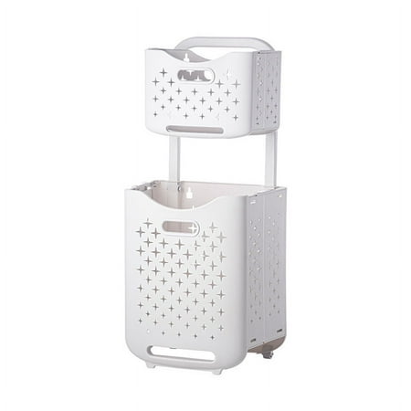 Cathoe Plastic Foldable Laundry Hamper, White