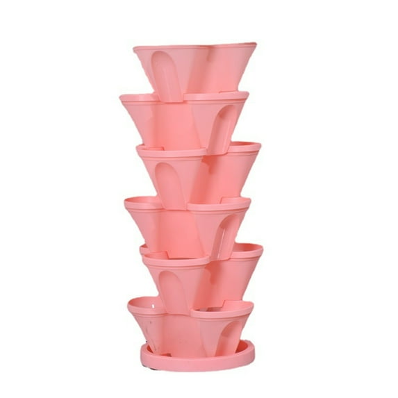 Cathoe Self Watering 6 Tier Stackable Garden Vertical Planter Set for Growing Vegetables Garden