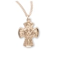 thumbnail image 1 of Catholic 4-Way Medal Cross Cruciform Pendant with Miraculous Medal, St. Joseph, St. Christopher and Sacred Heart, Made in USA, 1 of 10