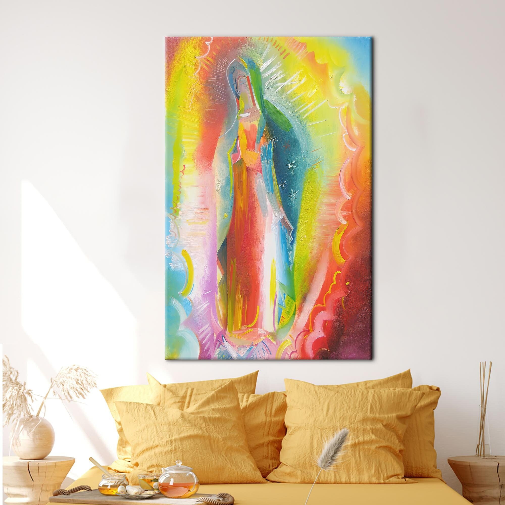 Catholic Canvas Art, Colorful Printed Canvas, Modern Poster, Our Lady