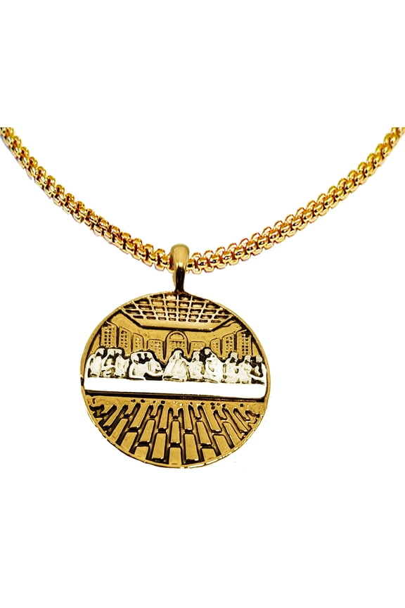 Catholic, Christian, Last Supper 14KT Gold And Silvertone Finish , On A Beautiful Adjustable 14KT Gold Box Chain. The Perfect Gift! 2023 The Detail Is Much Much Better In Person Than On The Web.