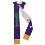 Catholic Clergy Reversible Stole Leaves Embroidery Priest Purple&White Stole