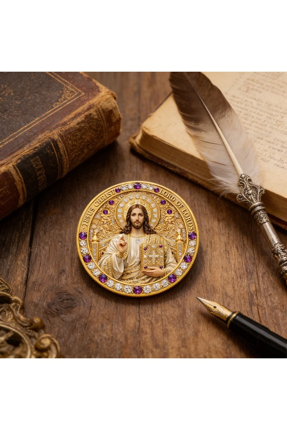 Catholic Commemorative Coin Religious Collectible Coin Resurrection Christ Coin Metal Souvenir Spiritual Keepsake Display Collection Gift for Prayer Room Church Home Decor Faith Inspired Gift