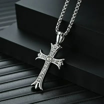 Catholic Cross Amulet Pendant Men Chain Necklace Gold Color 14K White Gold Necklaces Jewelry colar masculino