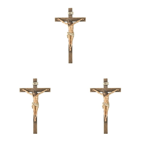 Catholic Crucifix Wall Resin Inspirational Home Décor Devout for Chapel Altar 3PCS