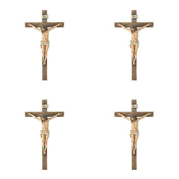 Catholic Crucifix Wall Resin Inspirational Home Décor Devout for Chapel Altar 4PCS