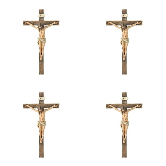 Catholic Crucifix Wall Resin Inspirational Home Décor Devout for Chapel Altar 4PCS