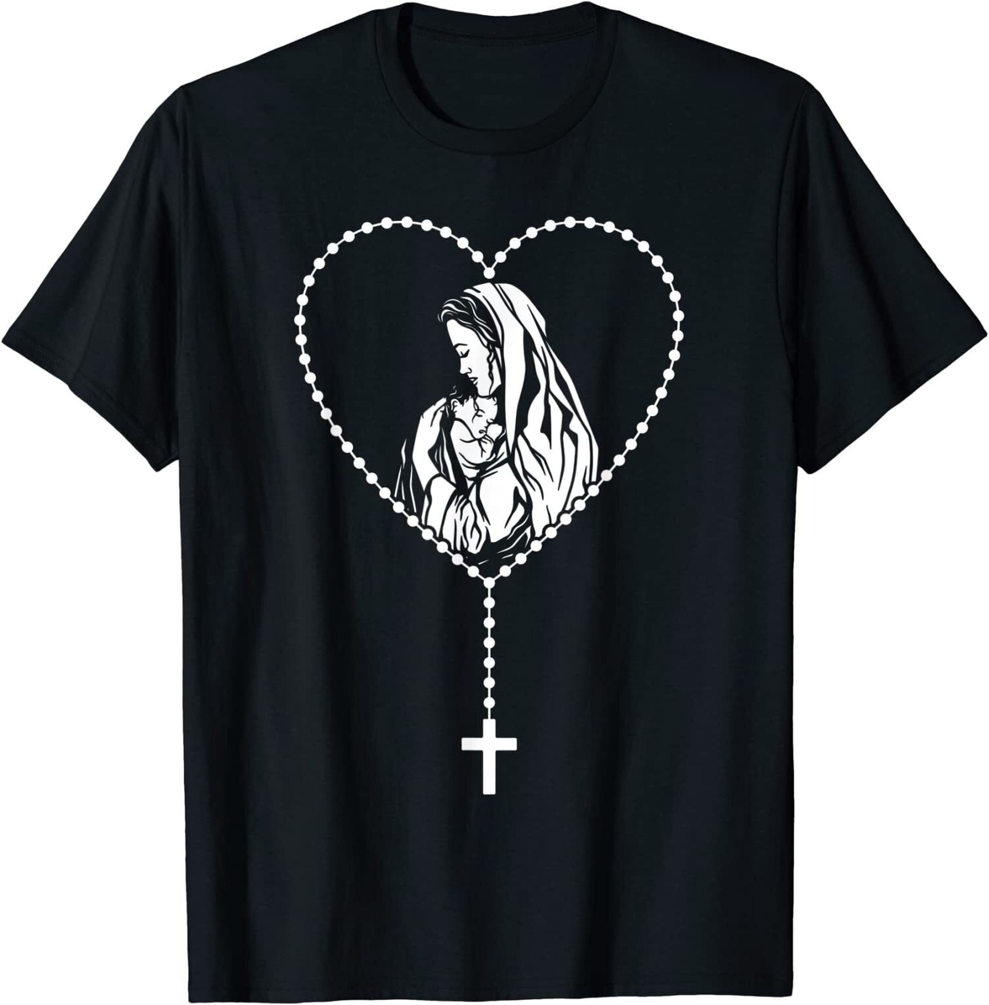 Catholic Faith Rosary Cross Guadalupe Virgin Mary T-Shirt - Walmart.com