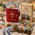 thumbnail image 1 of Catholic Holy Card Holder, 5.5x3.9Inch Faux Leather Closure Prayer Card Organizer, 54 Assorted Religious Devotional Cards Set, 1 of 4