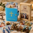 thumbnail image 1 of Catholic Holy Card Holder, 5.5x3.9Inch Faux Leather Closure Prayer Card Organizer, 54 Assorted Religious Devotional Cards Set, 1 of 5